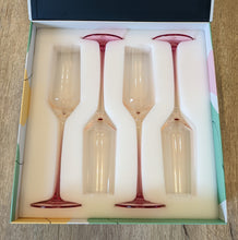 Load image into Gallery viewer, Pink and Orange Champagne Flutes in Luxury Packaging