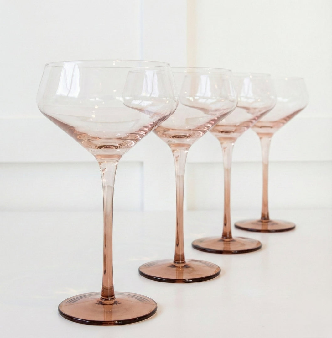 Wood Coupe Glass - Set of 4